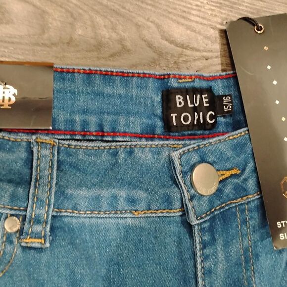 Blue Topic Womens distressed ripped light Blue Jeans cargo utility y2k straight - Picture 3 of 7